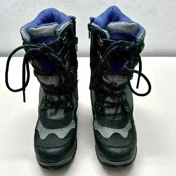 TOTES Kids Weslie Black Lace-Up and Side Zip Snowboot Size 3 - Picture 3 of 8